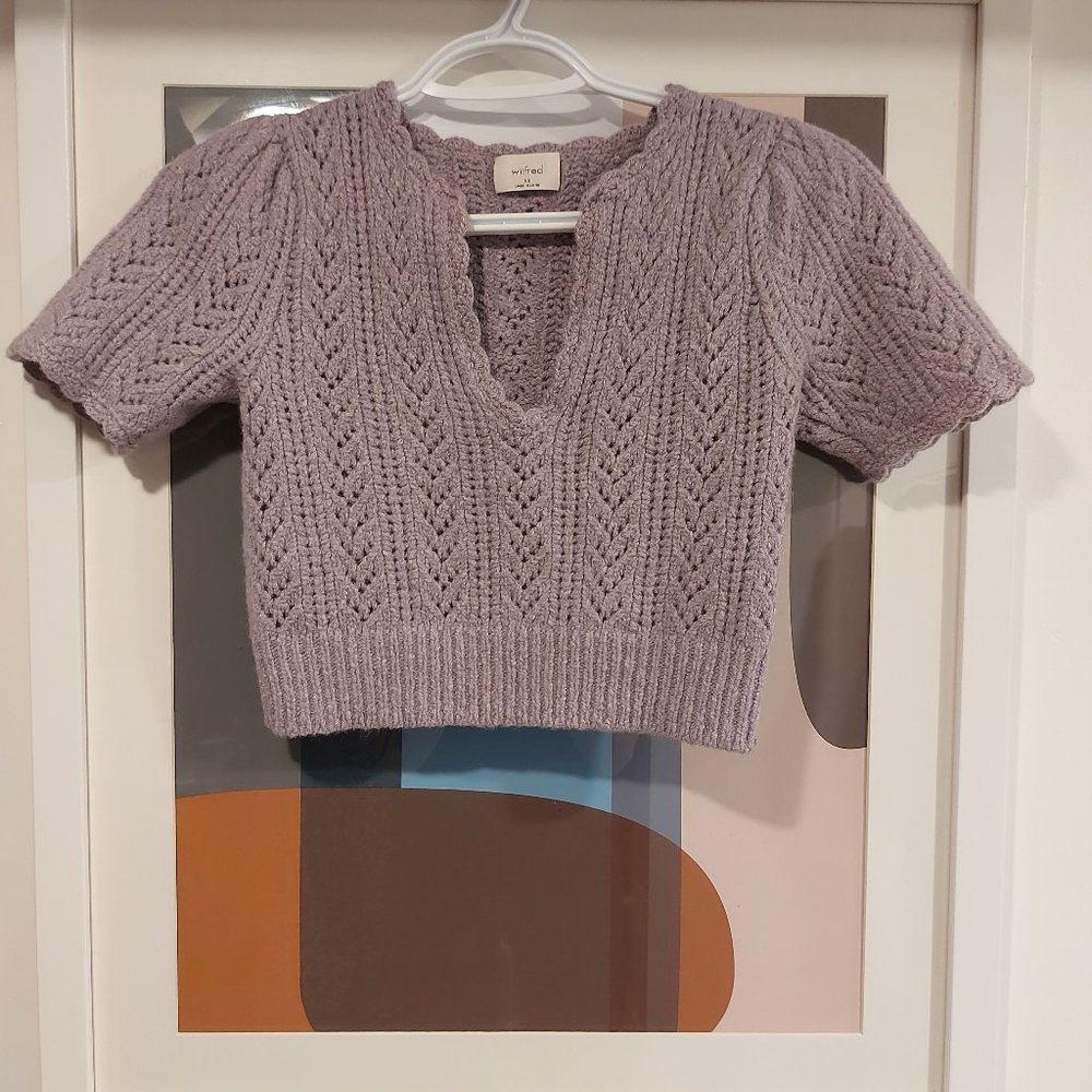 Aritzia Crochet V-Neck Sweater in XS Lilac - Picture 2 of 3